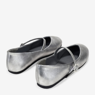 Bailarinas plateadas con hebilla