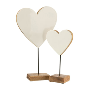 J-Line décoration Coeur Sur Pied - bois - blanc - large