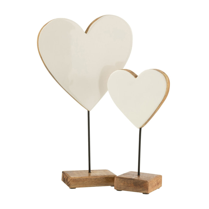 J-Line décoration Coeur Sur Pied - bois - blanc - large