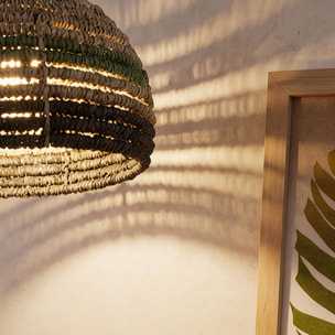 Forlight Korg pie de salon con pantalla de cuerda natural para bombilla E27