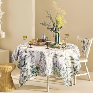 Nappe lin & coton lavé 150 g/m² imprimé violet Parfum de lavande mauve
