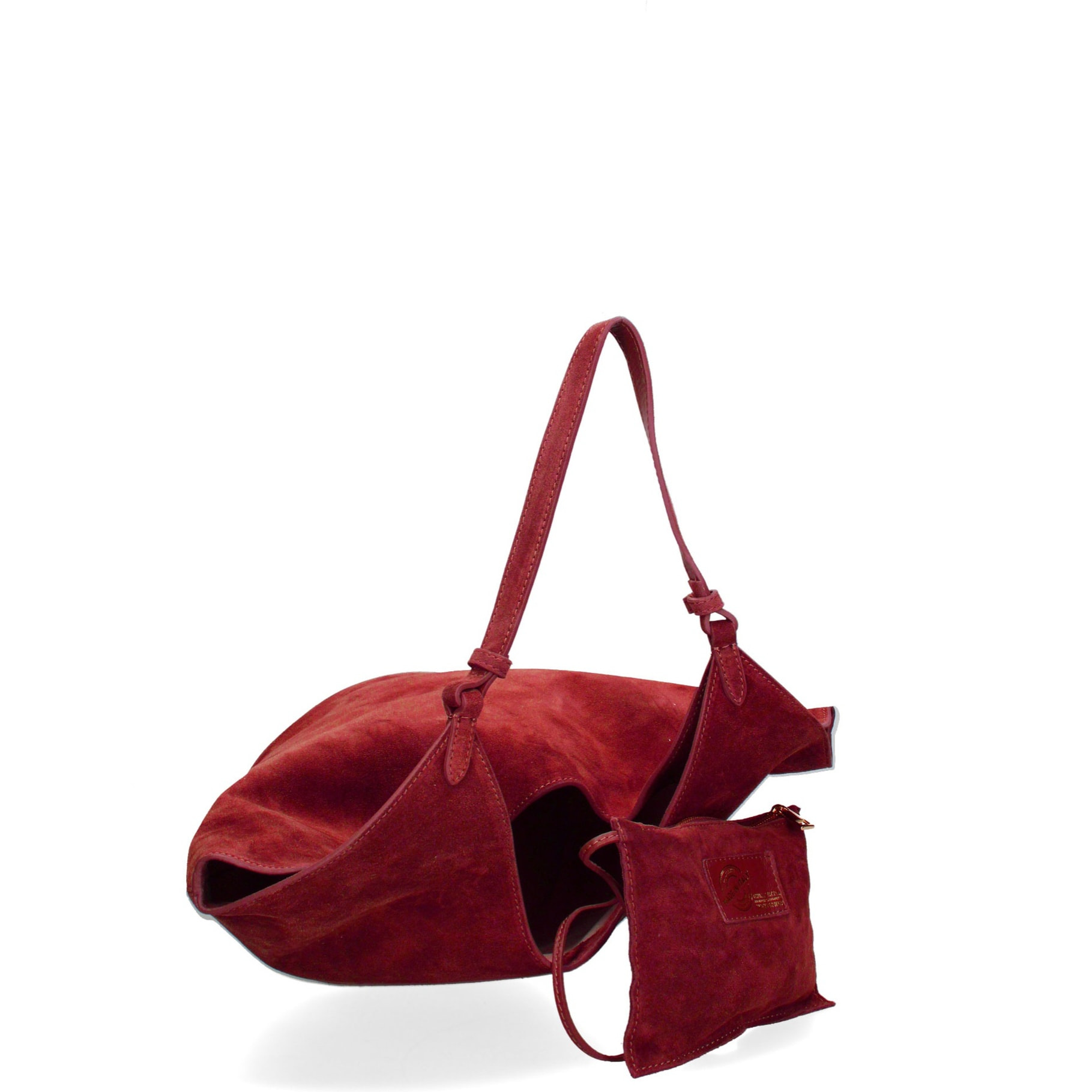 Borsa a spalla da donna - Modello Lisboa - Pelle Scamosciata - 27.0 x 38.0 x 21.5 cm