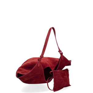 Borsa a spalla da donna - Modello Lisboa - Pelle Scamosciata - 27.0 x 38.0 x 21.5 cm