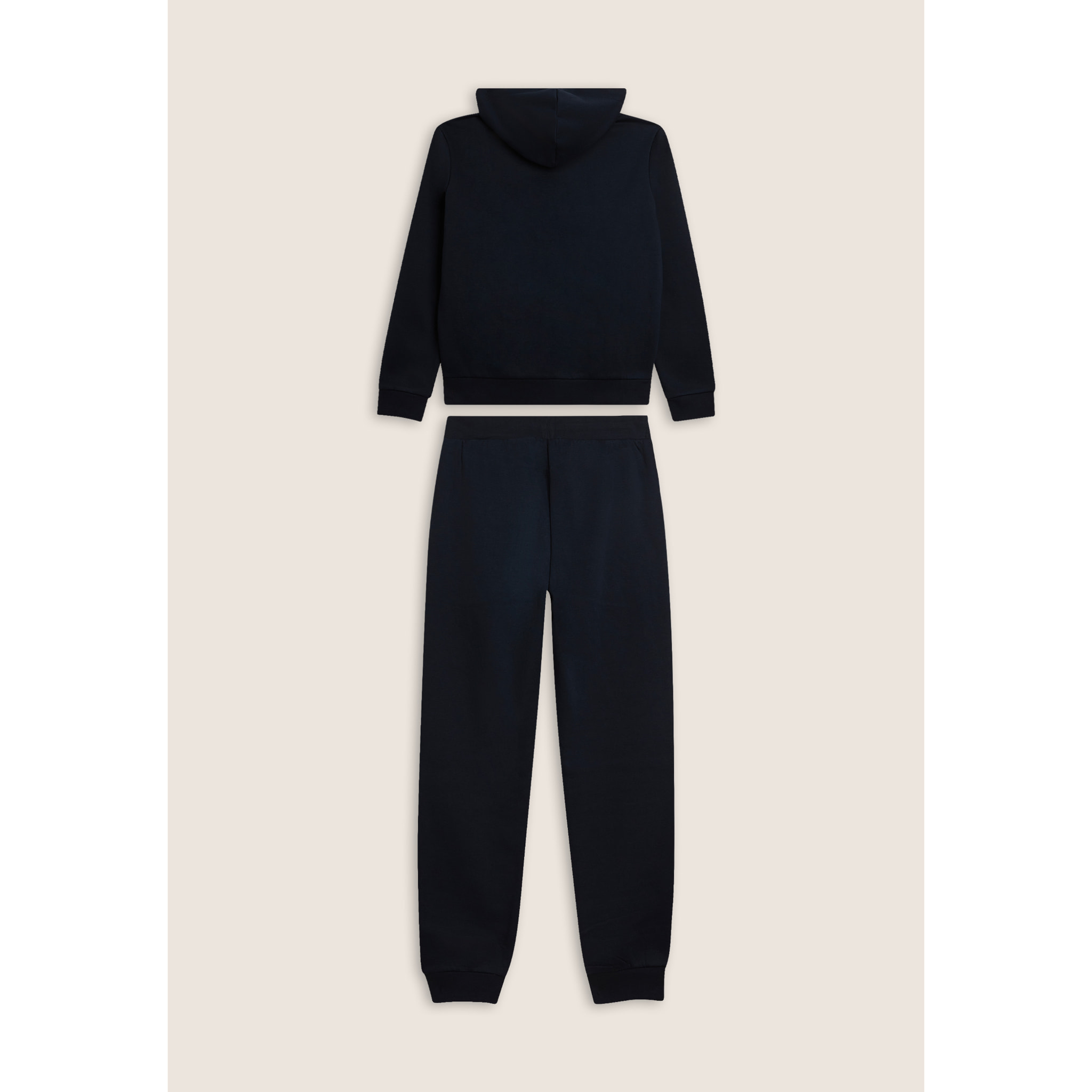 Tuta con full zip, cappuccio e fondo a polsino