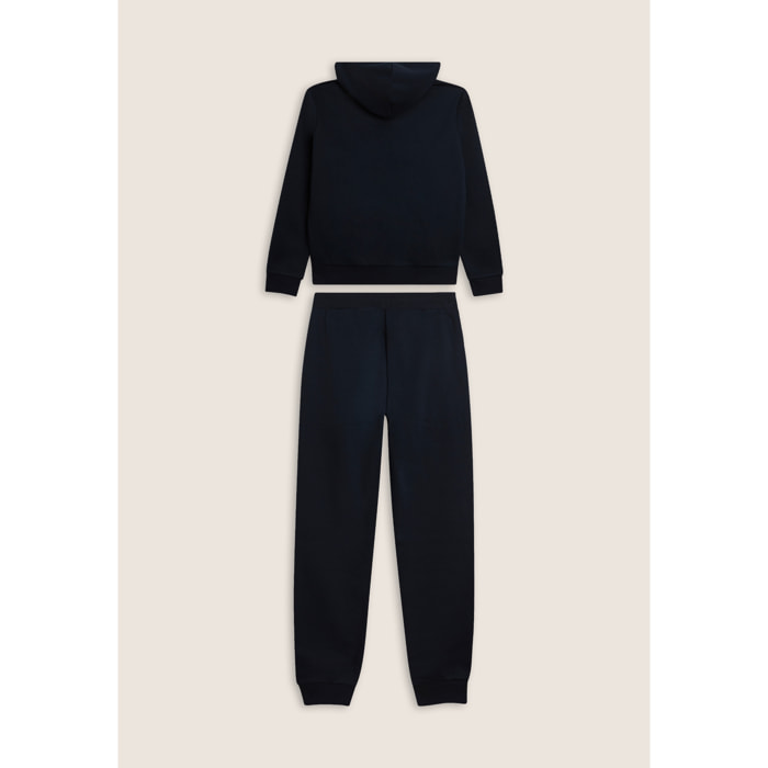 Tuta con full zip, cappuccio e fondo a polsino