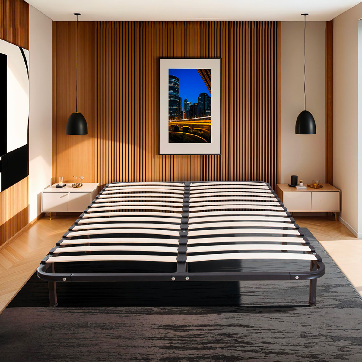 Sommier Cadre a Lattes en Kit | Structure Metallique Noire