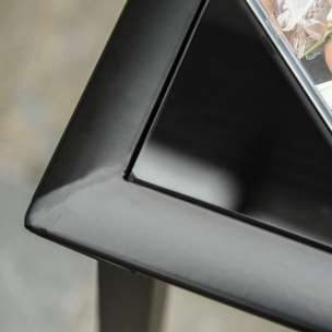 Set de 2 Tumbonas Jardín Exterior con Mesa Auxiliar de Vidrio Templado Tumbonas con Respaldo Reposabrazos para Patio Piscina Terraza Exterior Gris