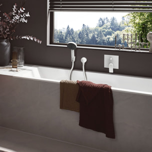 Pulsify Select S Ensemble support mural et douchette 105 3 jets Relaxation avec flexible 125 cm blanc mat