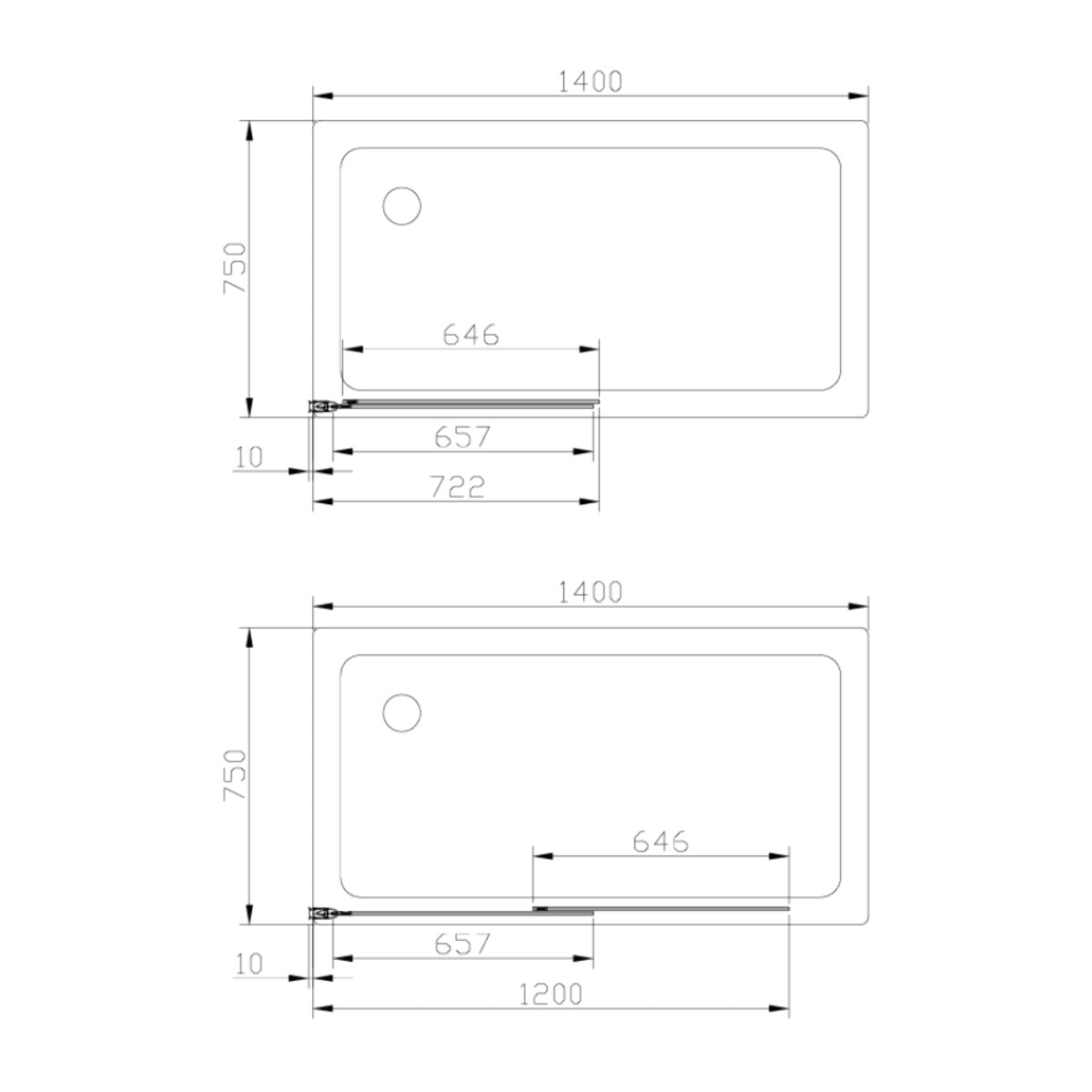 Swiss Aqua Technologies Vision 140x120 cm pare-baignoire coulissant en verre, traitement Easy Clean, or rose (SATVZVI120RG)