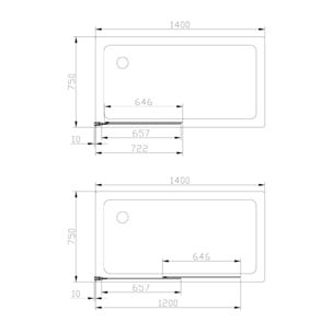 Swiss Aqua Technologies Vision 140x120 cm pare-baignoire coulissant en verre, traitement Easy Clean, or rose (SATVZVI120RG)
