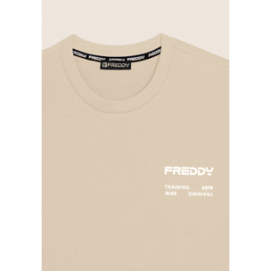 T-shirt in cotone con logo effetto gommato