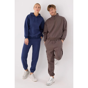 Pantalón deportivo hombre cargo afelpado con cintura ajustable marrón