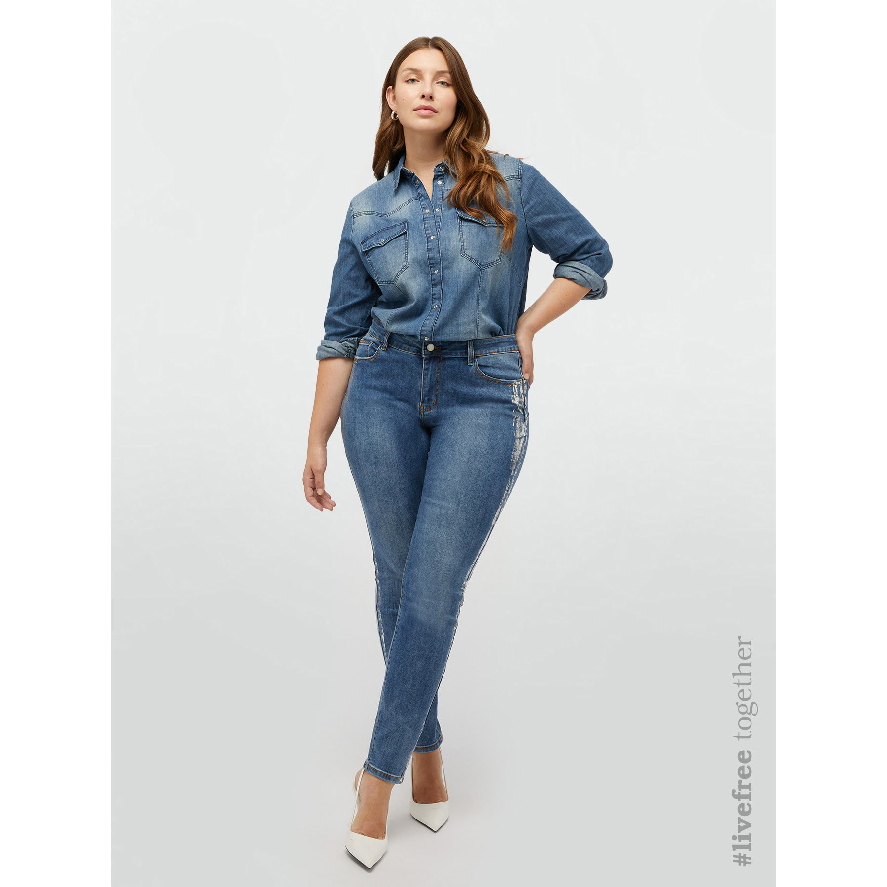 Fiorella Rubino - Jeans skinny con bordi silver - Blu