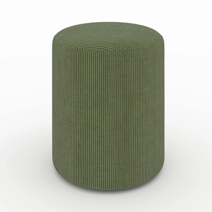 Pouf rond en velours côtelé vert - Lily