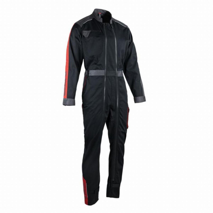 Combinaison de travail double zip FACOM Ship Noir/Gris/Rouge Taille S - FXWW4000E-S