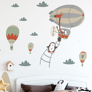 Stickers muraux enfants - Décoration chambre bébé - Autocollant Sticker mural géant enfant montagnes scandinaves ANIMAUX ACROBATES