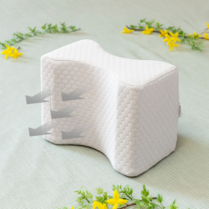 Cuscino ergonomico per ginocchia e gambe - bianco - 21x15,4x25,2 cm