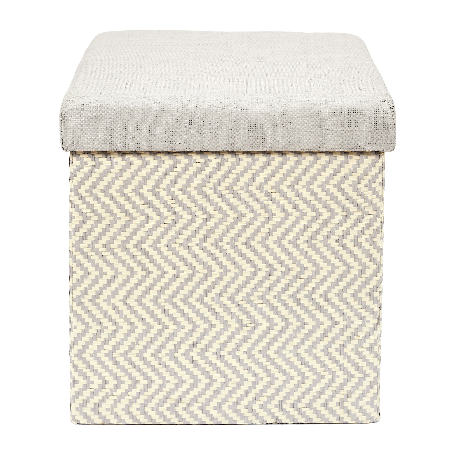 Coffre Pouf Pliable Tresse Gris