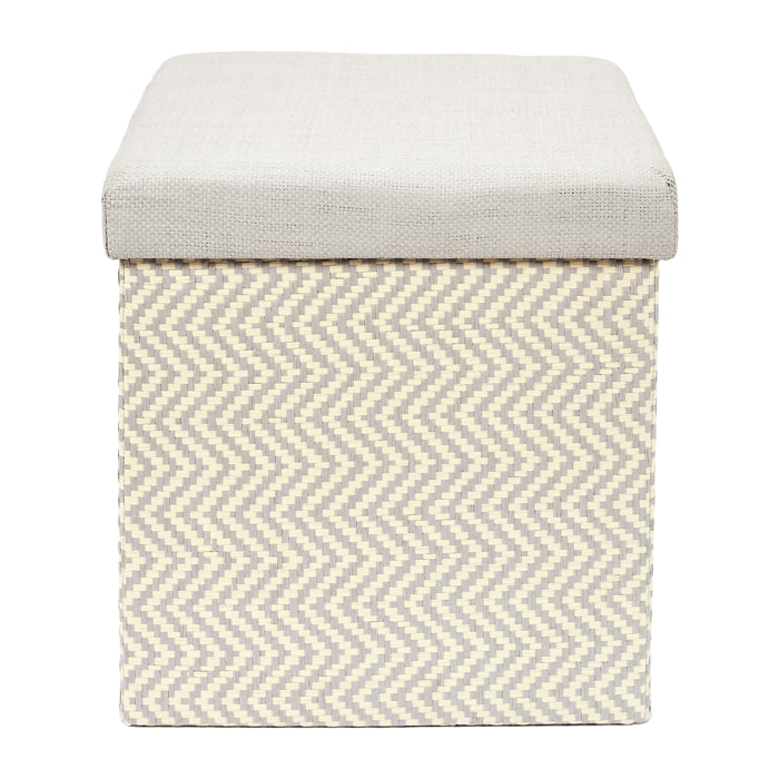 Coffre Pouf Pliable Tresse Gris