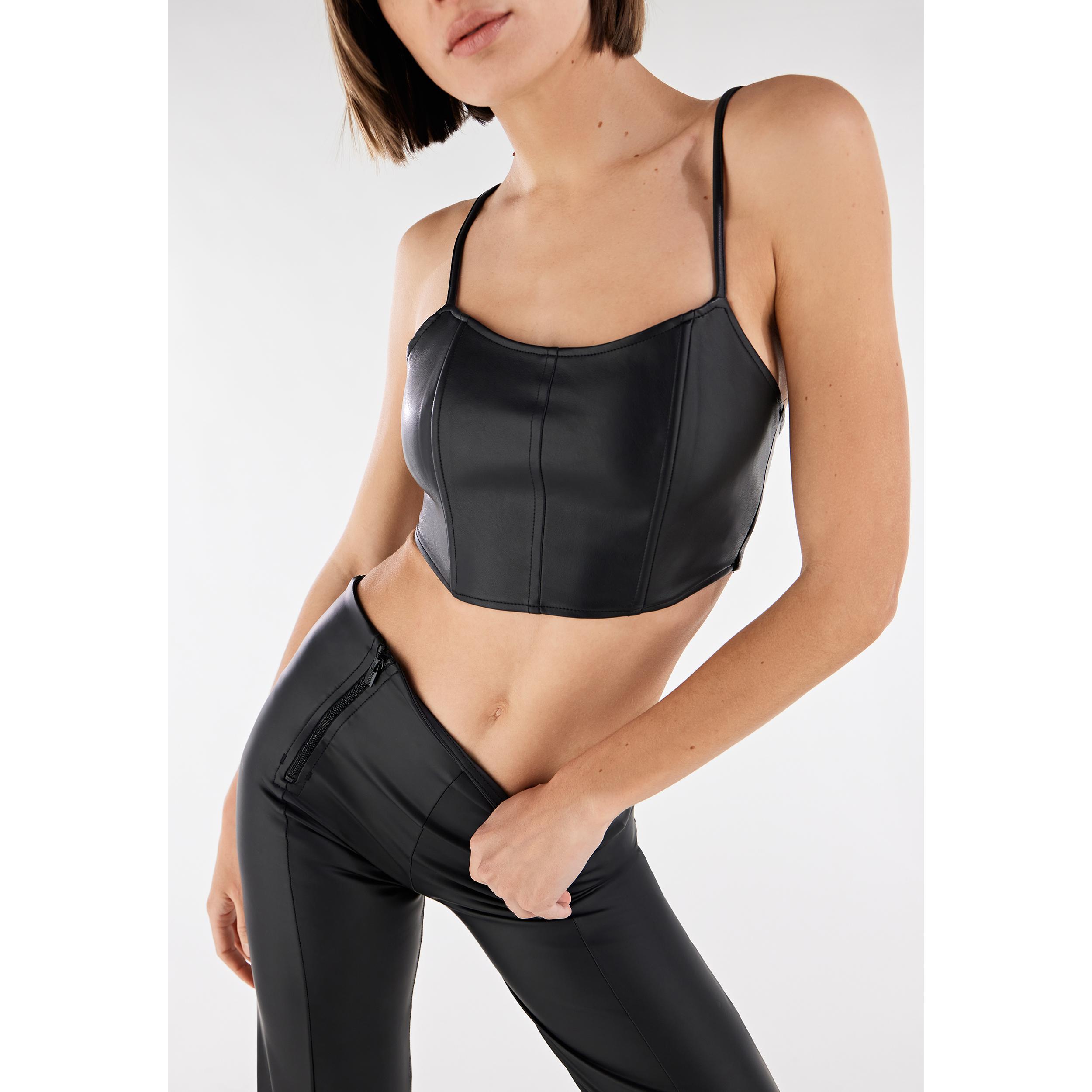 WR.UP® similpelle wide leg vita alta con doppia zip