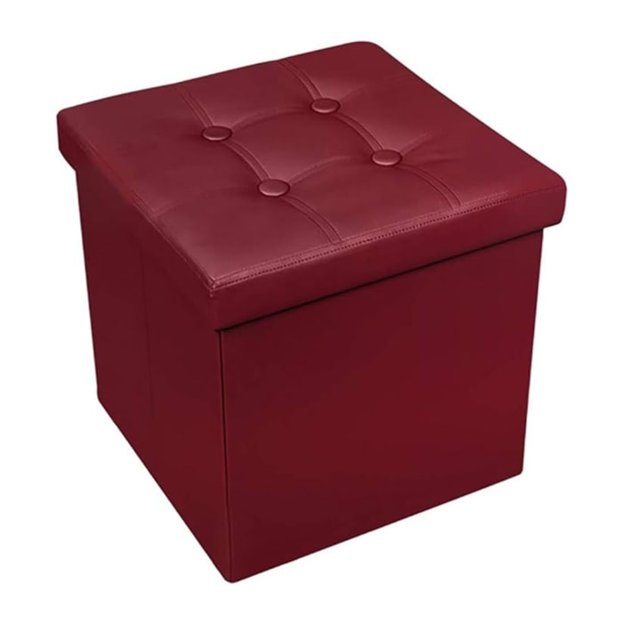 Pouf Contenitore, Puffo per Sedersi, Pouf Poggiapiedi, in Ecopelle, Quadrato, Imbottito, Versatile, Facile da Pulire.
