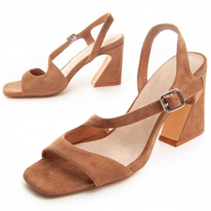 Sandalias de Tacón - Marron - Altura: 8 cm