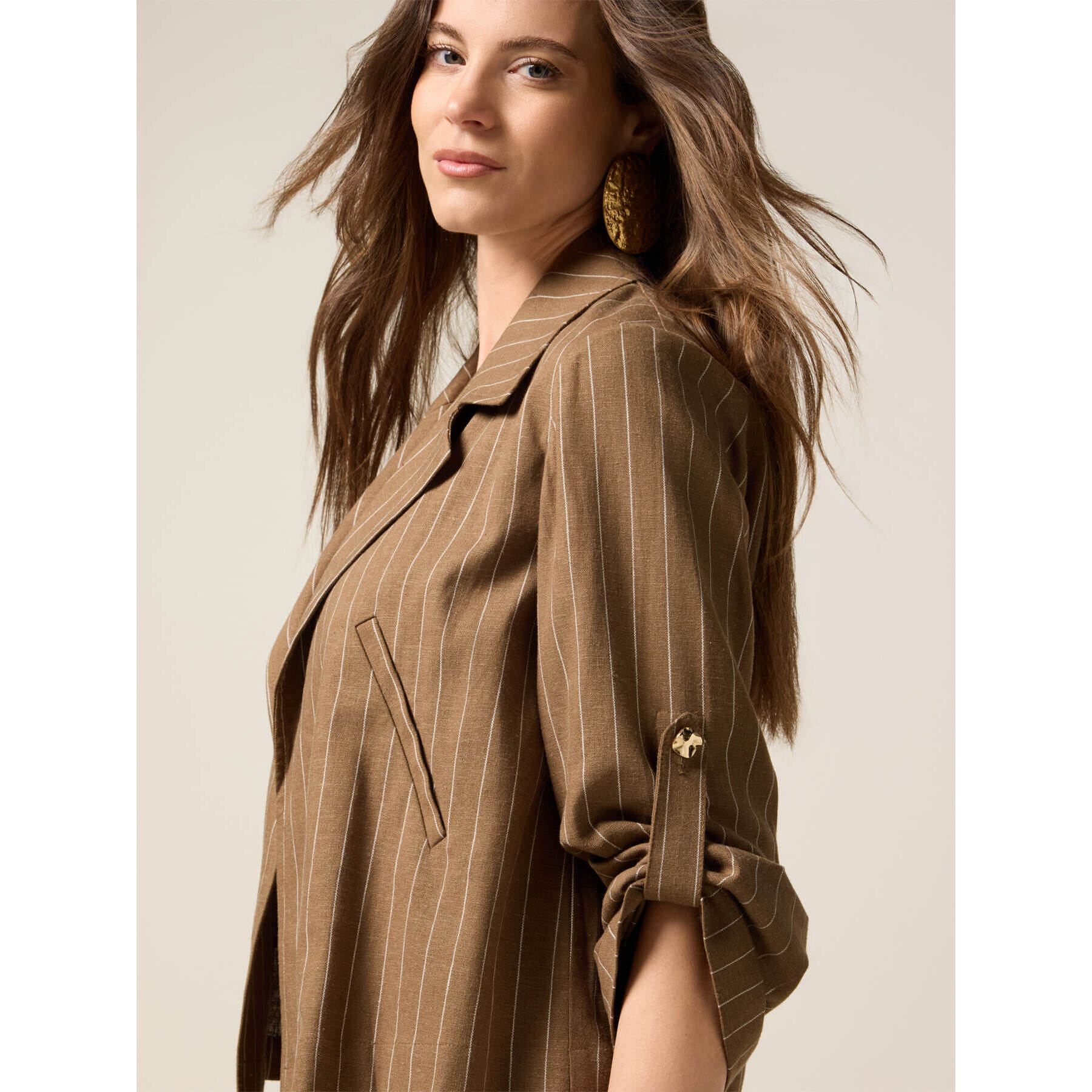 Oltre - Chaqueta desestructurada mezcla de lino - Verde militare