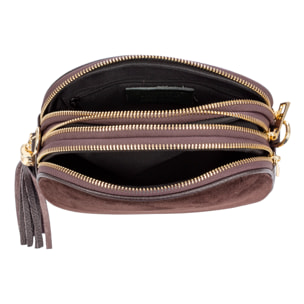 Aliminusa bolso bandolera Mujer. Piel auténtica Gamuza y Dollaro.