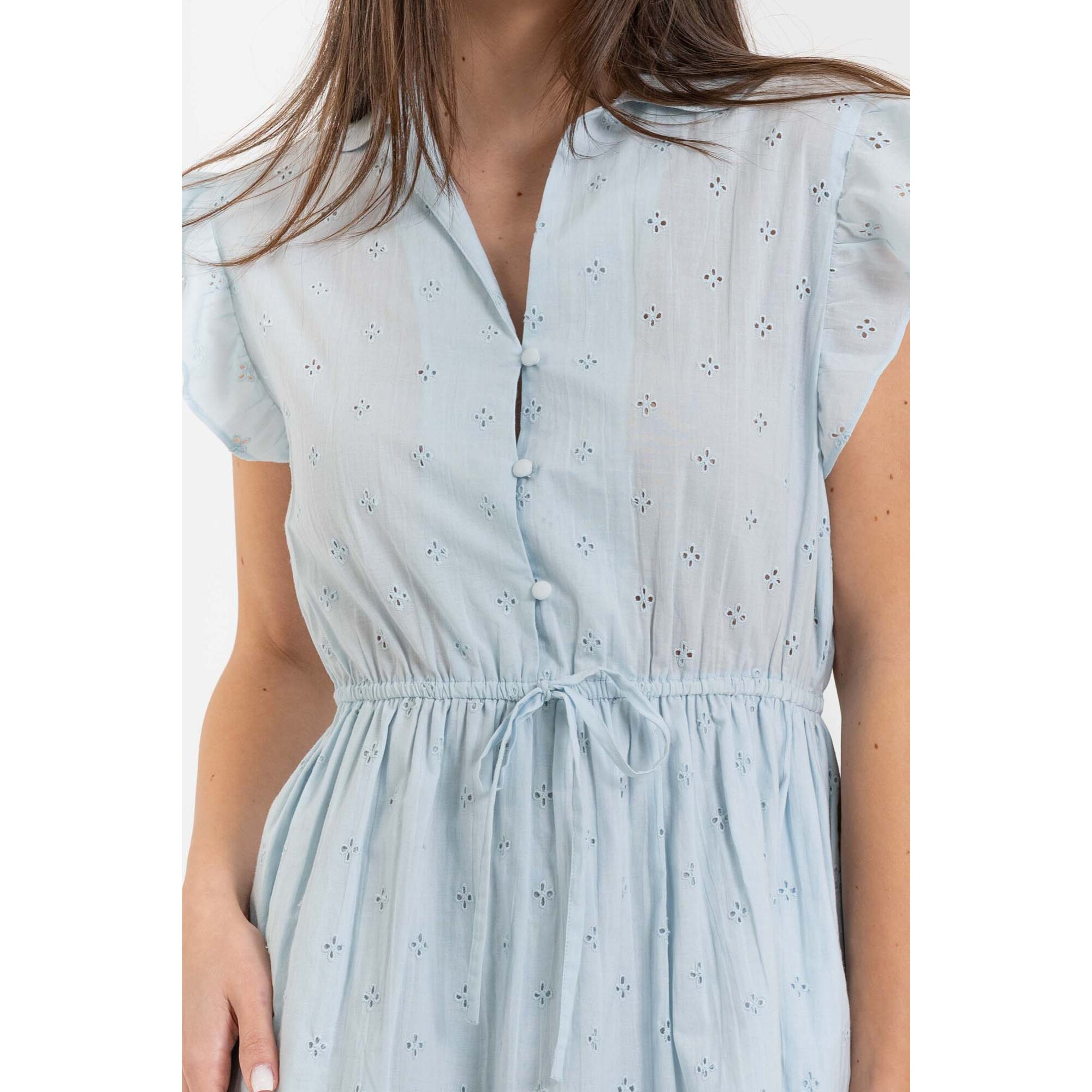 Kocca - Abito estivo donna in cotone traforato con balze e coulisse Donna