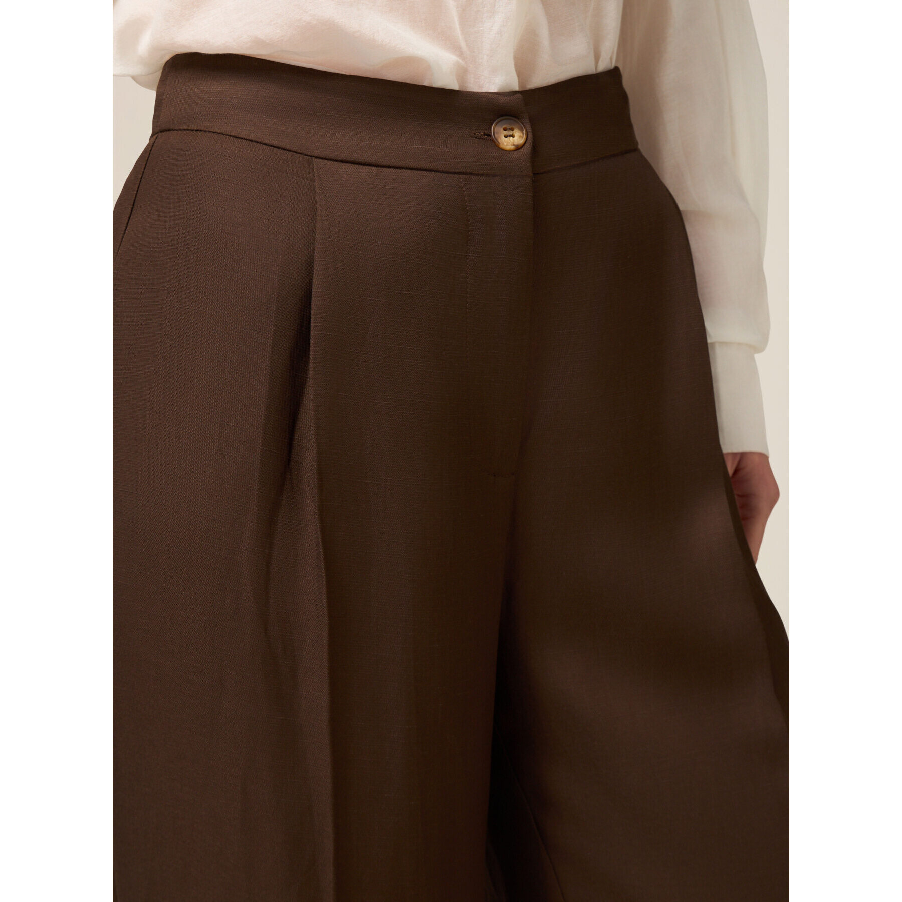 Oltre - Pantalones palazzo mezcla de lino - Marrón