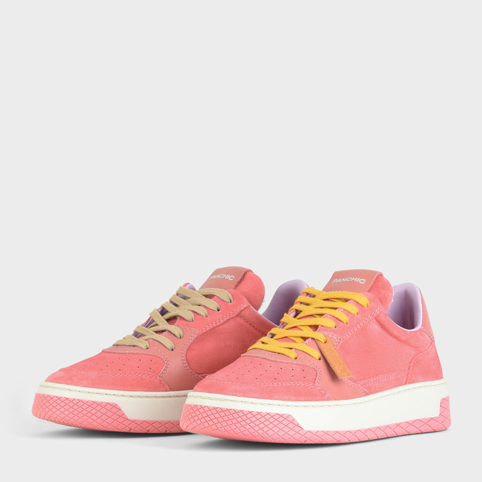 ZAPATILLA BAJA MUJER P02 DE ANTE Y PIEL BUBBLEGUM