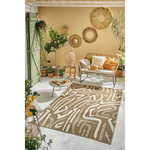 CAPRI - Tapis d'extérieur à motif abstrait - Beige