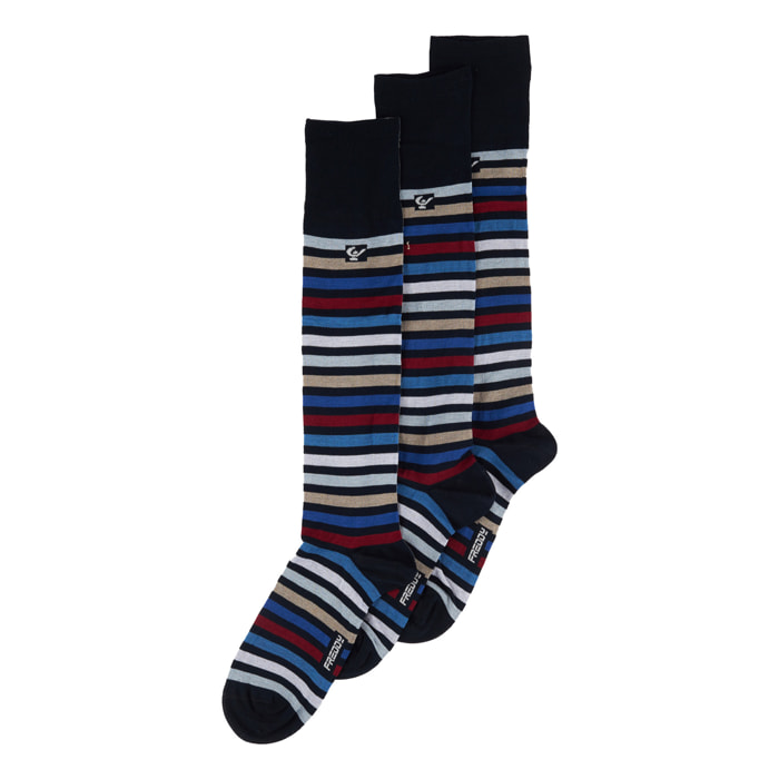 Pack 3 Calzini Lunghi a Righe in Cotone Elasticizzato