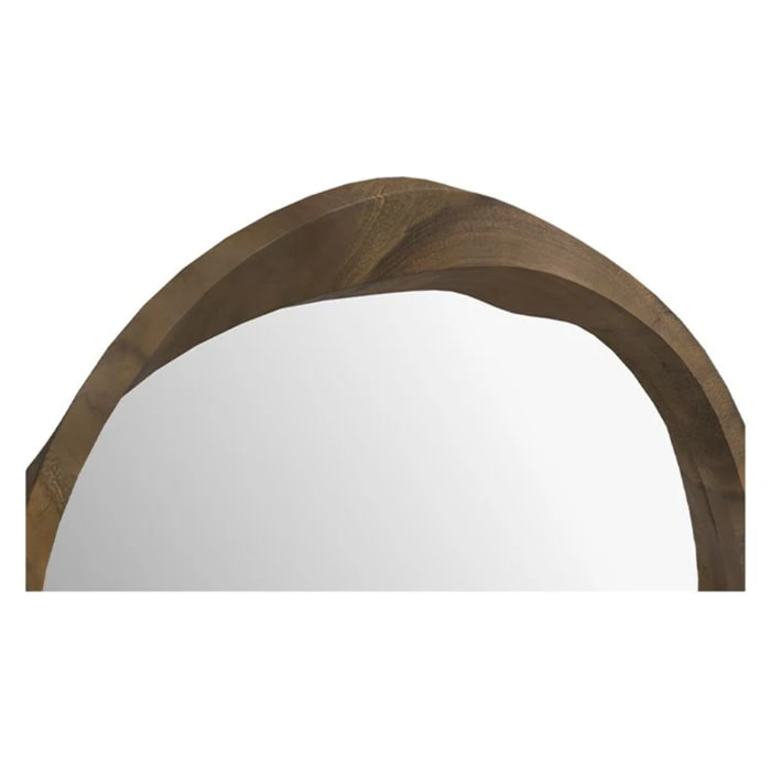 Miroir rond en bois de suar ondulé D53 cm - Yong