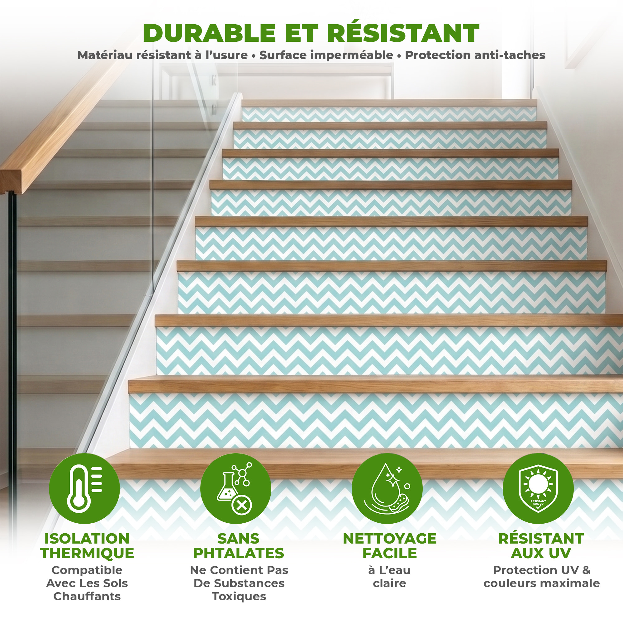 Stickers adhésifs escalier carrelages | Sticker Autocollant contremarche Carreaux de ciment carrelages adhésif - ADALBERT