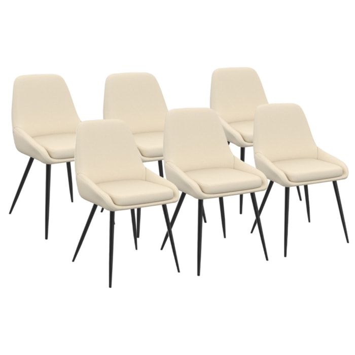 Chaises Ornella en tissu et pieds métal noirs