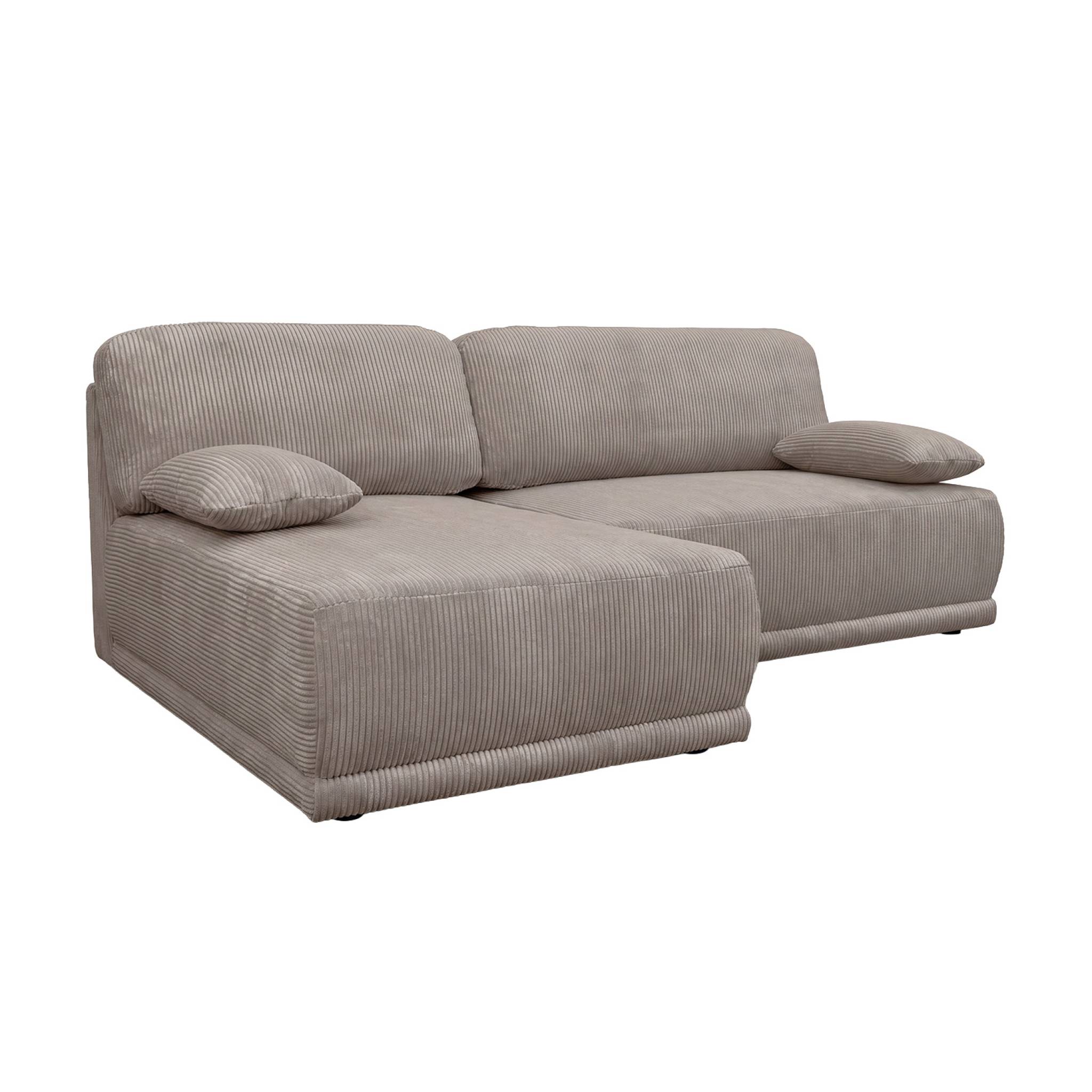Banquette canapé d'angle gauche convertible 3 places velours côtelé avec coffre NELSON