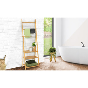 Porte-serviettes Maya 3 niveaux avec étagères en bambou