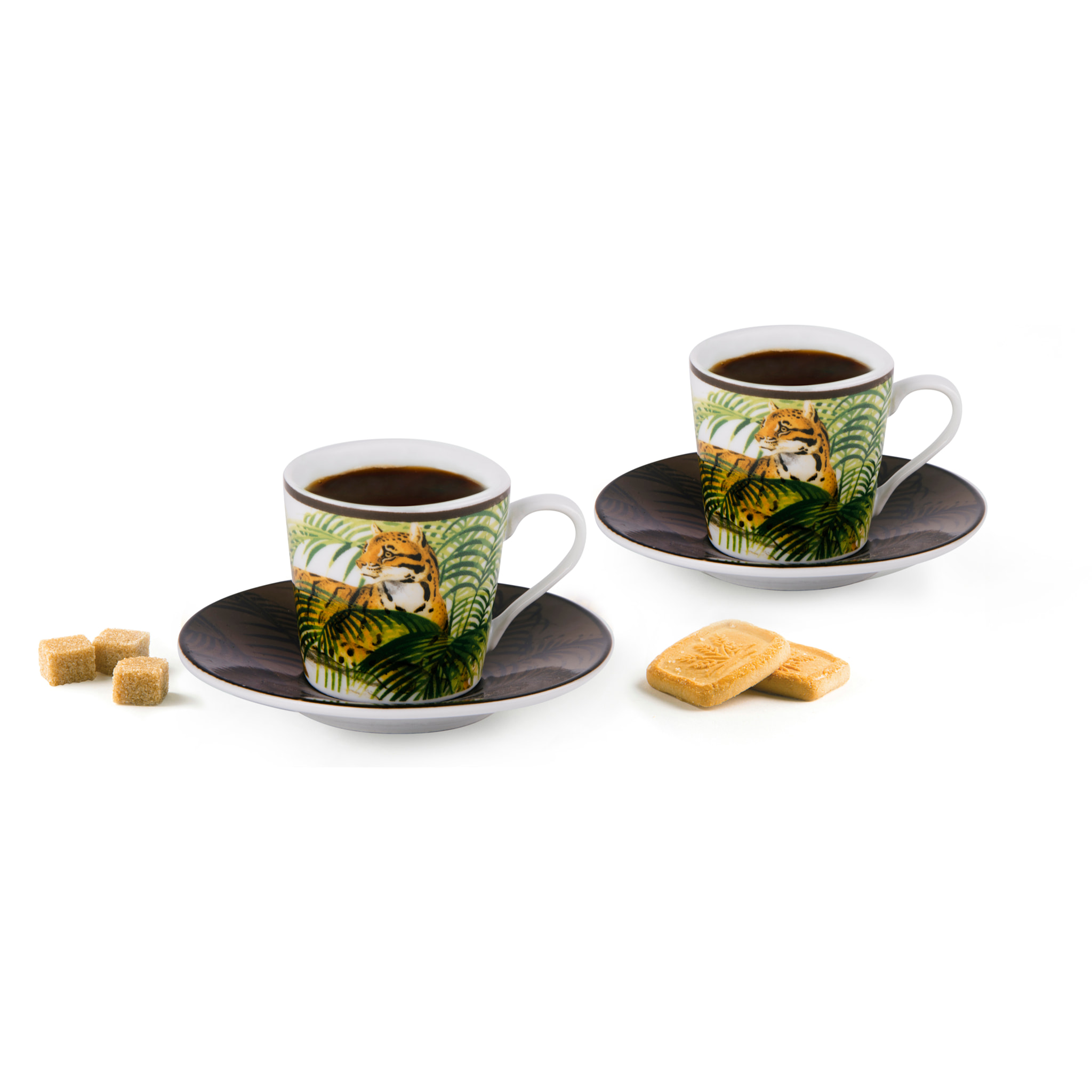 Set 6 Tazze Caffè con Piattino Excelsa – Leopard, Porcellana Multicolore