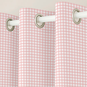 Cool Kids - Cortina Estampada - Con Ojales - 100% Algodón - Vichy Rosa