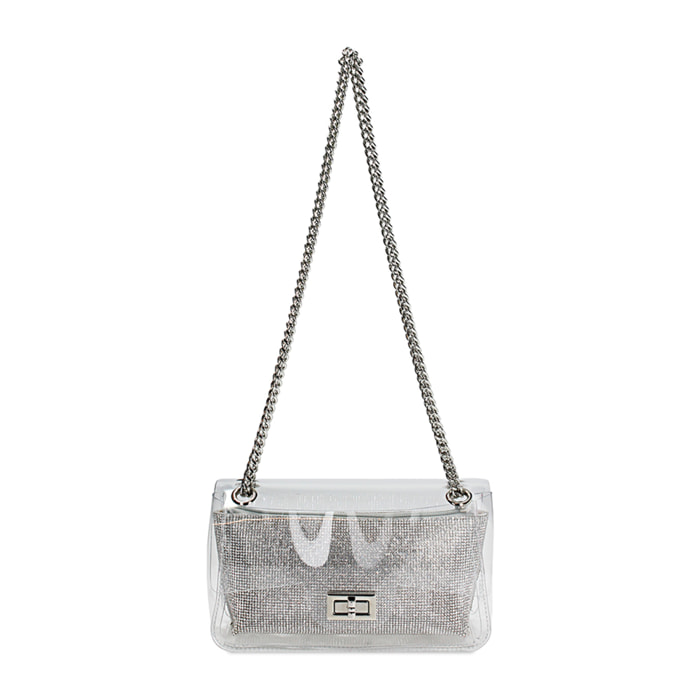 Borsa a tracolla argento in pvc
