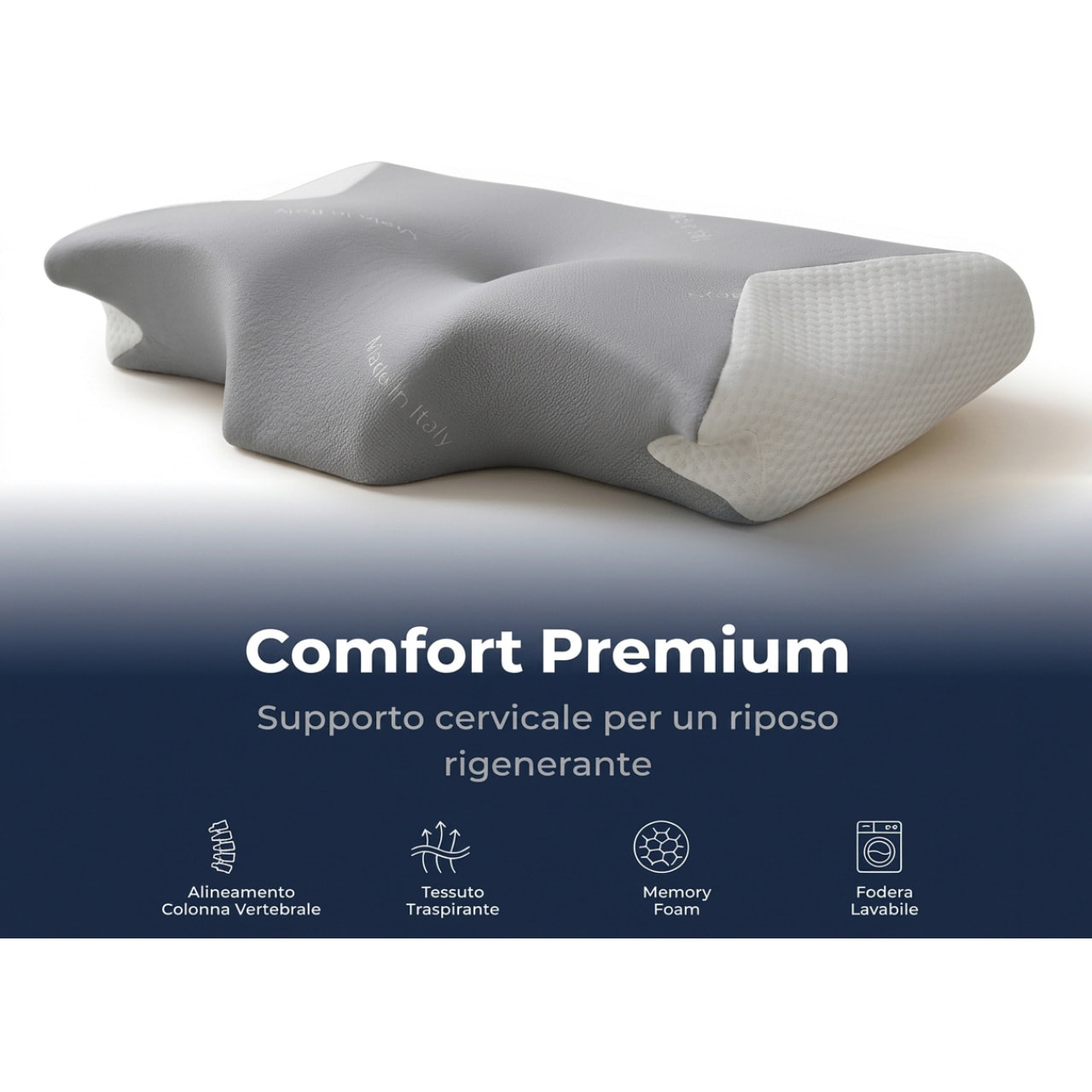 Guanciale ergonomico in memory foam Riposo Collo Spalle Anatomico Dragonfly