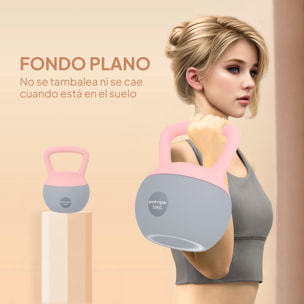 Pesa Rusa 10 kg, Soft Kettlebell Relleno de Arena Metálica y Mango Antideslizante, para Entrenamiento Culturismo en Casa, Gimnasio, Rosa Palo y Gris