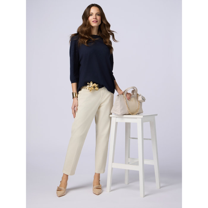 Oltre - Pantaloni chino misto tencel - Bianco