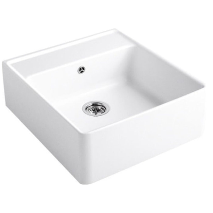 Evier timbre office Tradition Blanc CeramicPlus avec vidage manuel