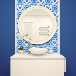 Stickers muraux - Sticker Mural Carrelage adhésif Cuisine Salle de Bain - 24 STICKERS CARRELAGES AZULEJOS GONZALO
