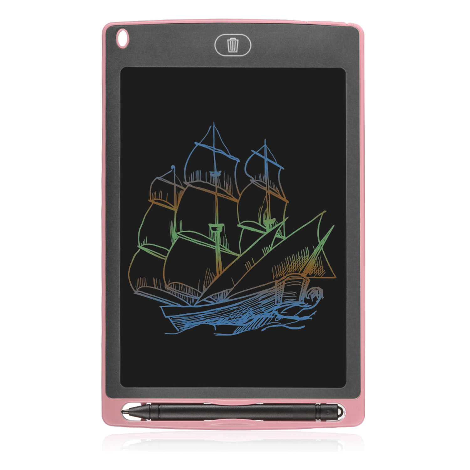 DAM Tavoletta LCD portatile per disegno e scrittura da 8,5 pollici con sfondo multicolore 14x0,6x22 cm. Colore: rosa chiaro
