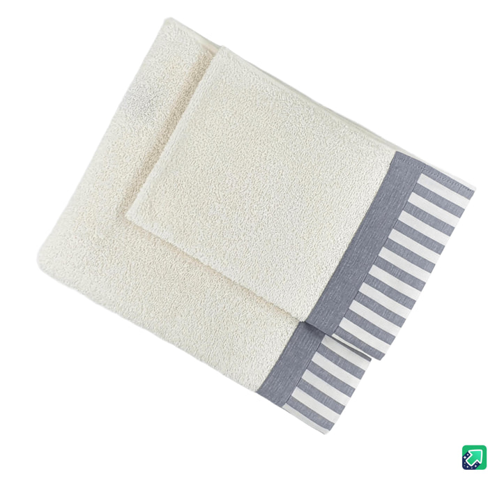 Set Spugna AMALFI 2 Pezzi: Viso+Ospite - Bianco - 450 gr/m² - Puro Cotone
