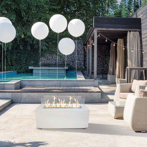 Caravaggio - Camino a bioetanolo da terra per interno ed esterno 100x40xH40 cm, colore bianco