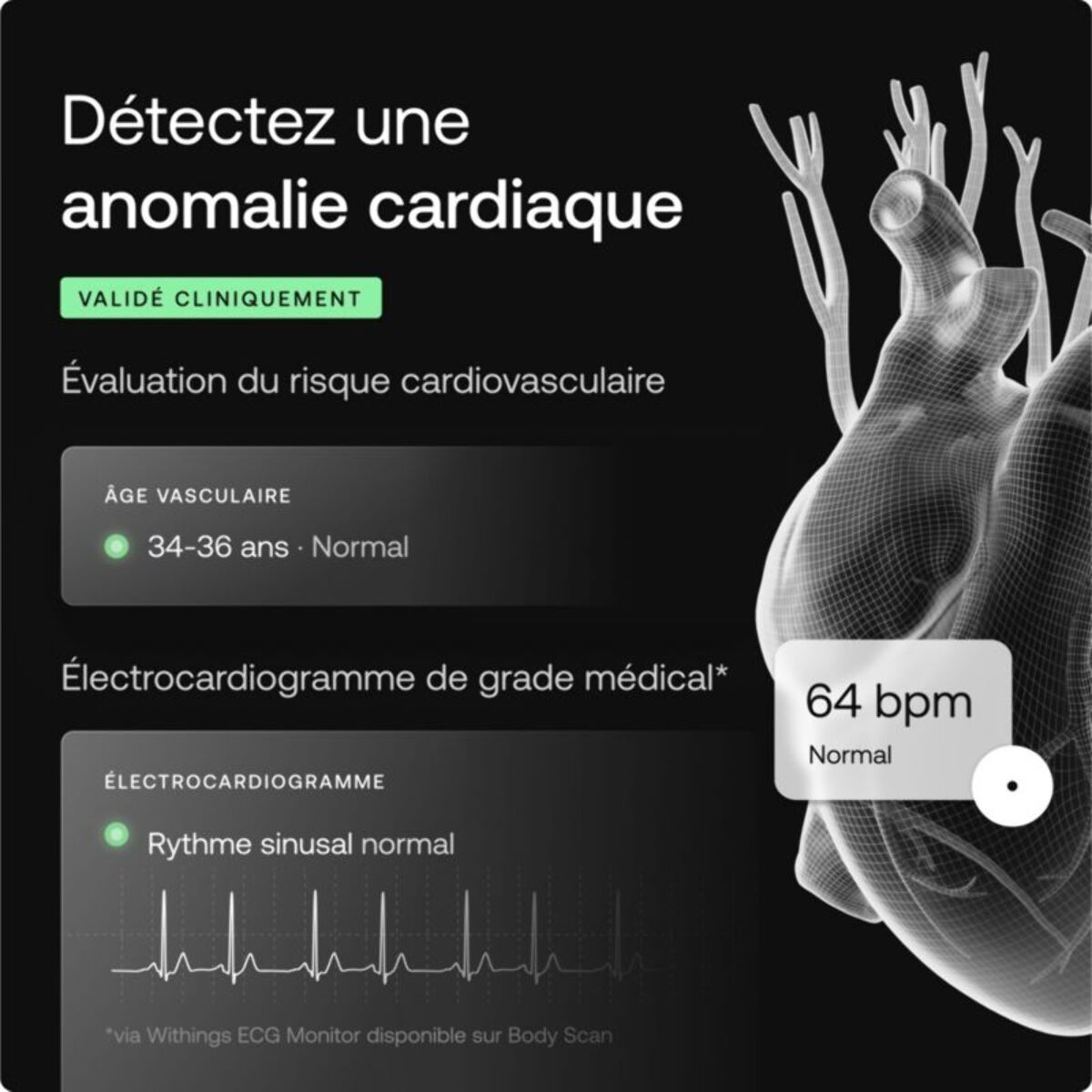 Pèse personne connecté WITHINGS Body Scan noir